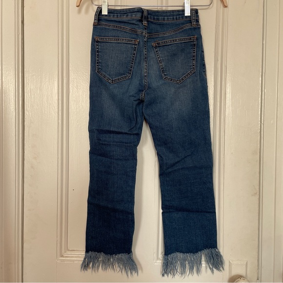 Topshop Moto Dree Cropped Blue Jeans with Frayed Hem - Picture 2 of 9